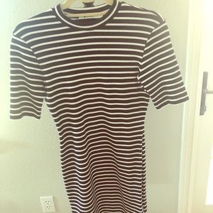 T ALEXANDER WANG Navy/White Striped Mini Dress Sm